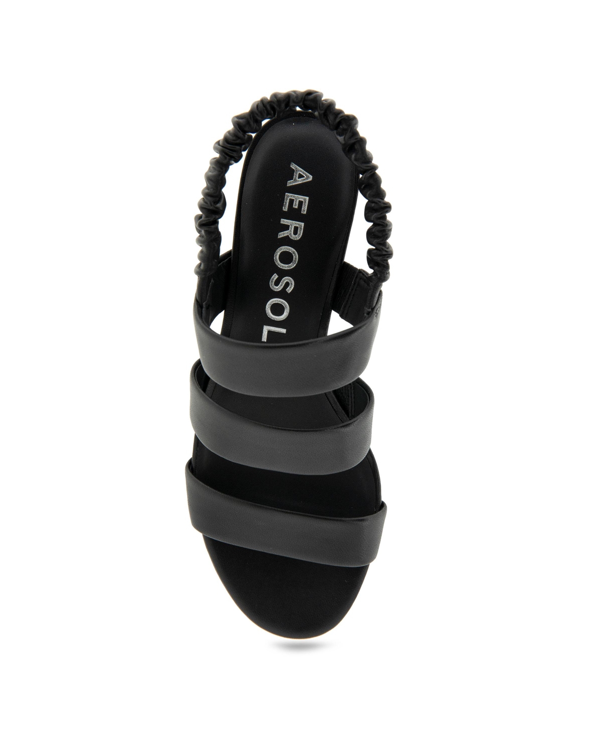 Shop Aerosoles Women's Clarissa Round Toe Slingback Sandals In Black Leather