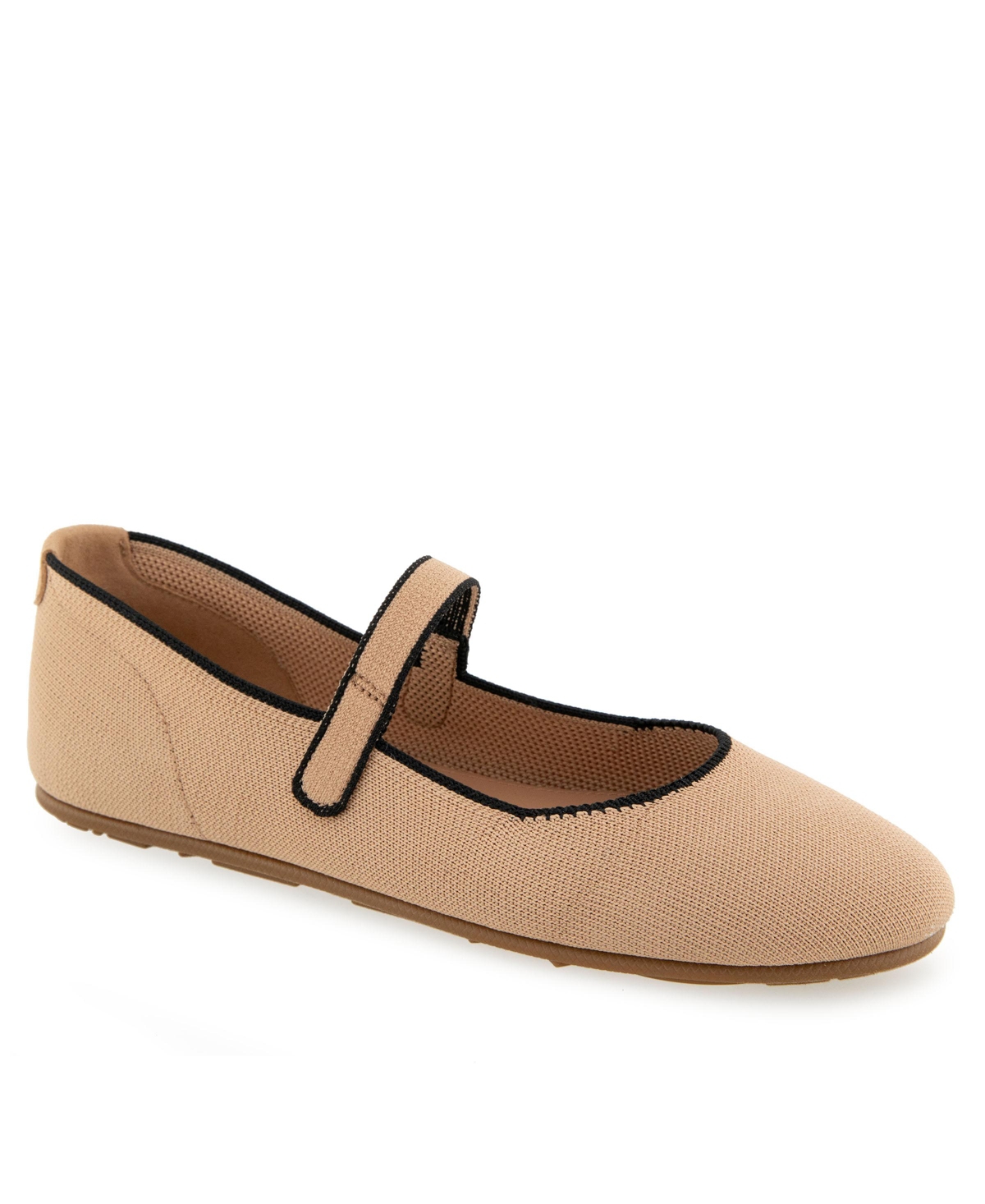 Shop Aerosoles Women's Perry Knit Round Toe Mary Jane Flats In Beige Bisque Knit