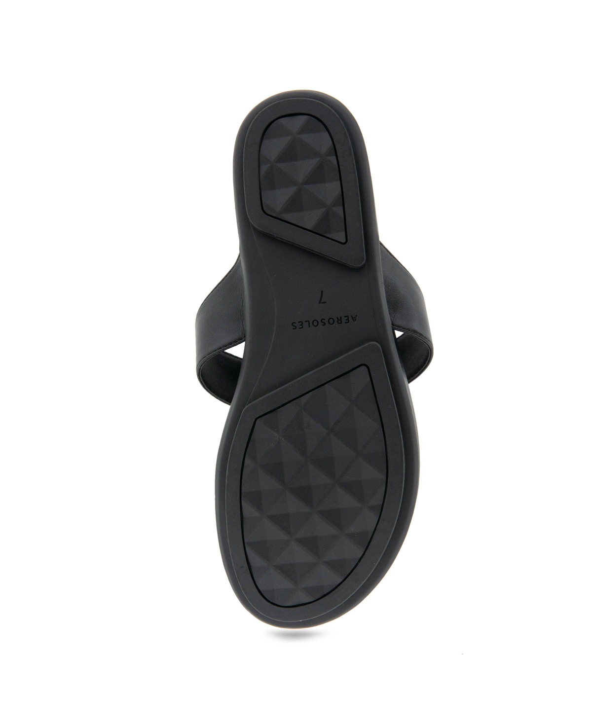 Shop Aerosoles Women's Fallon Round Toe Thong Sandals In Black Faux Leather