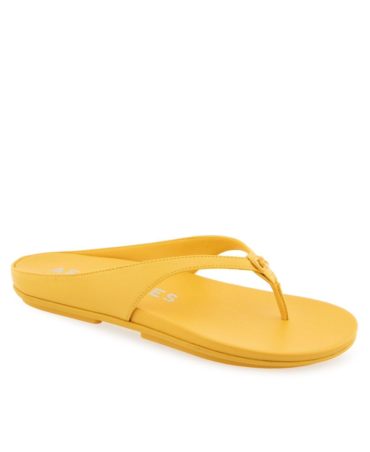 Shop Aerosoles Women's Fisher Round Toe Thong Sandals In Yellow Freesa Faux Leather