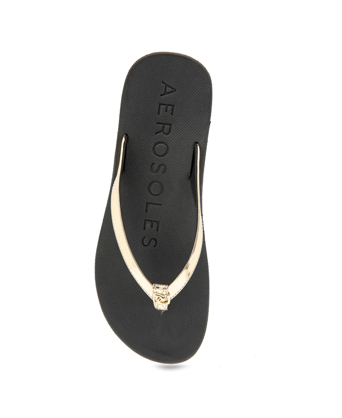 Shop Aerosoles Women's Jace Round Toe Thong Sandals In Gold Mirror,black