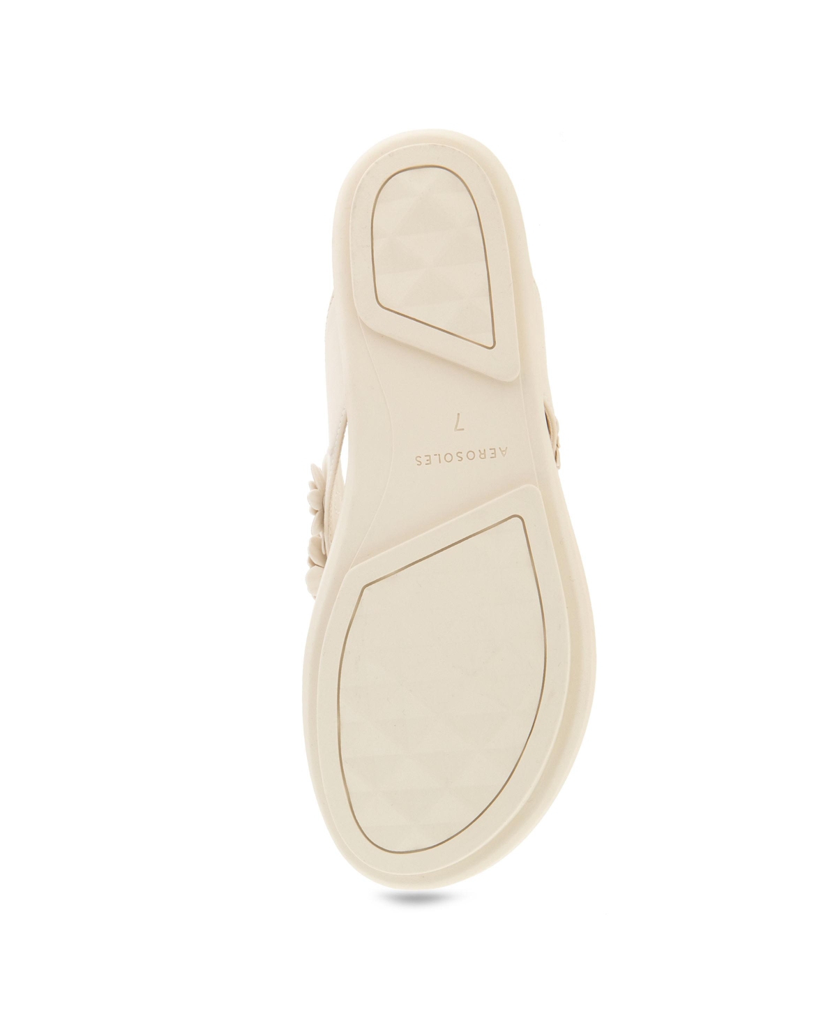 Shop Aerosoles Women's Farrah Round Toe Thong Sandals In Eggnog Faux Leather
