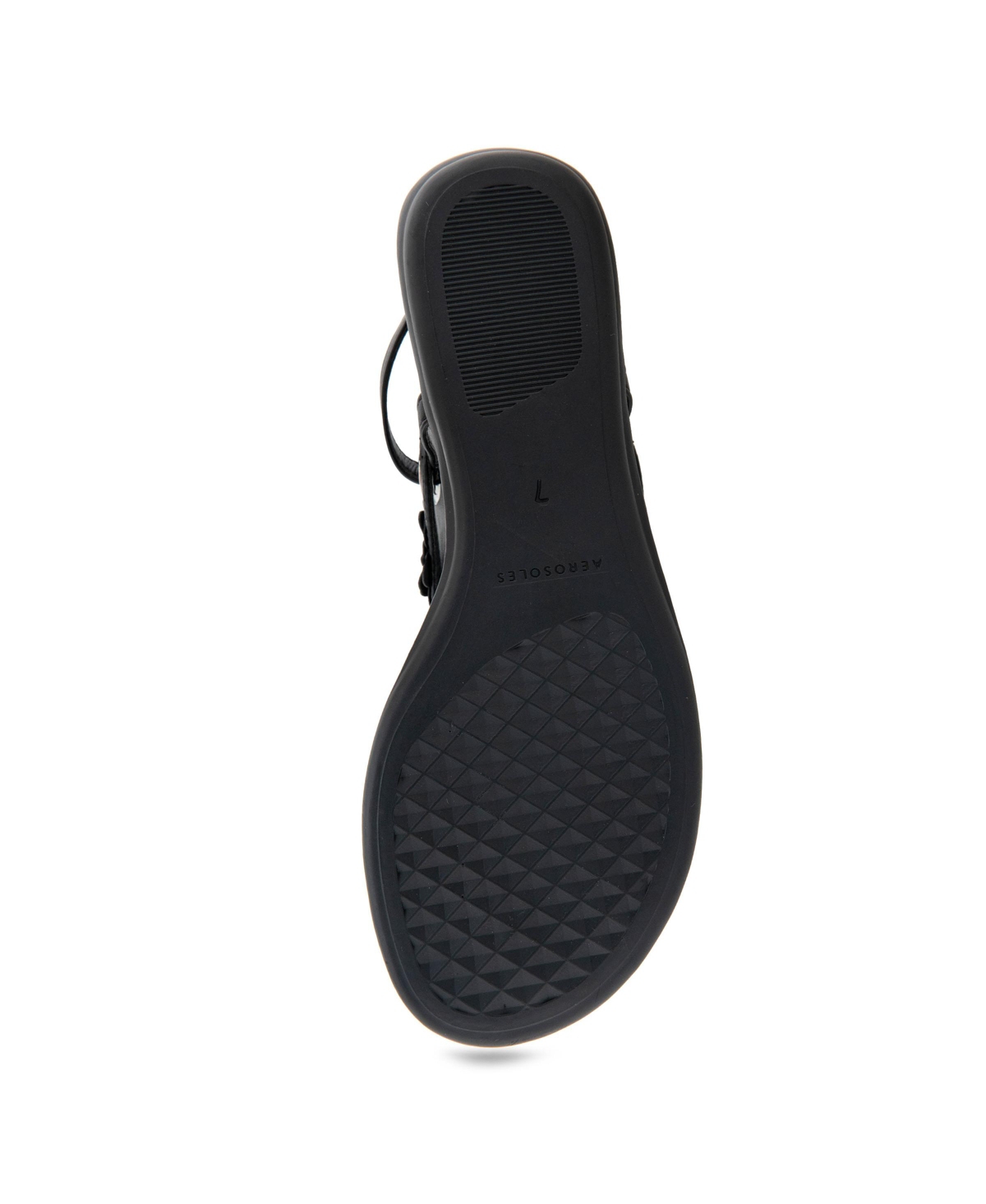 Shop Aerosoles Women's Connie Round Toe Flat Sandals In Black Faux Leather
