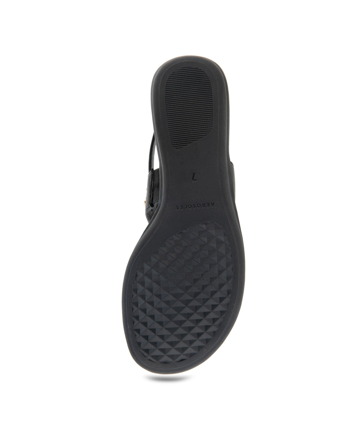 Shop Aerosoles Women's Lago Round Toe Thong Sandals In Black Faux Leather