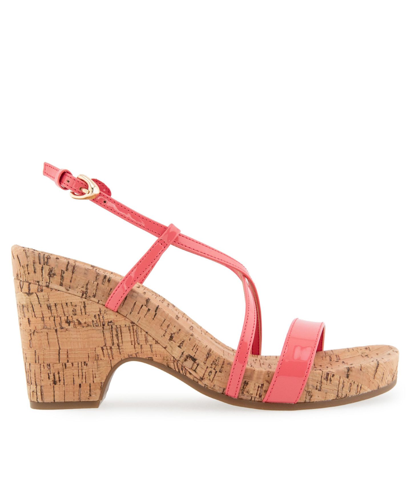 Женские сандалии Aerosoles Miles Round Toe Wedge, цвет: Коралловый лаковая искусственная кожа — фото 2