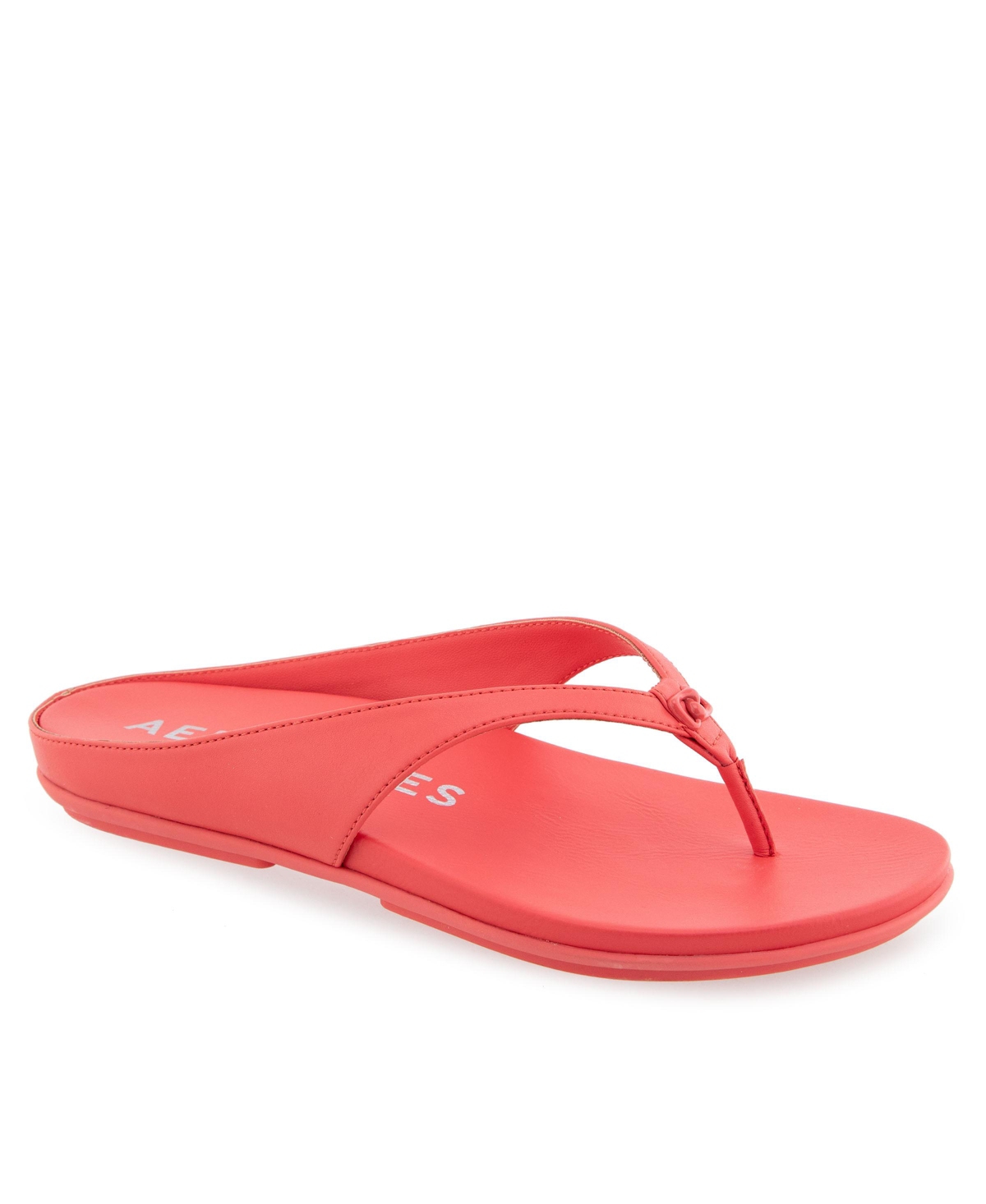 Shop Aerosoles Women's Fisher Round Toe Thong Sandals In Coral Faux Leather