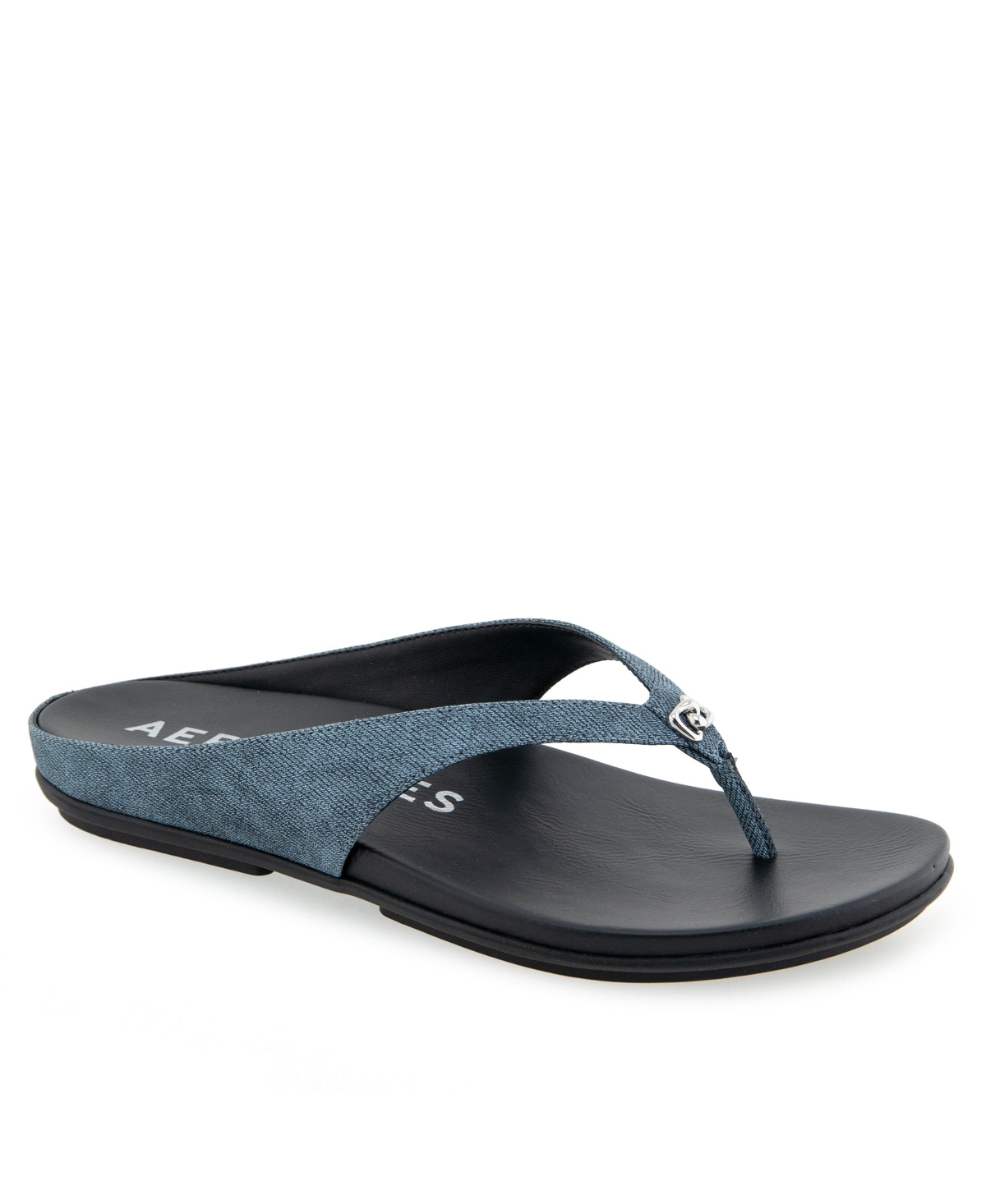 Aerosoles Fisher Sandal In Blue Jean Denim Textured Faux Leather
