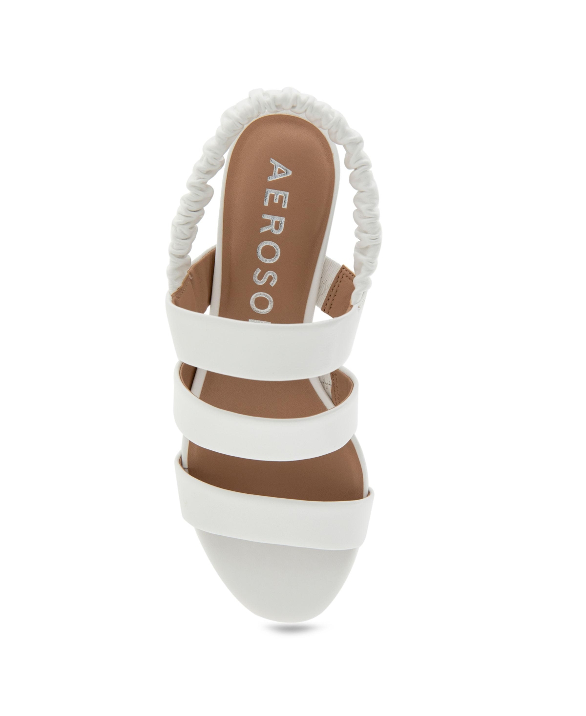 Shop Aerosoles Women's Clarissa Round Toe Slingback Sandals In White Leather