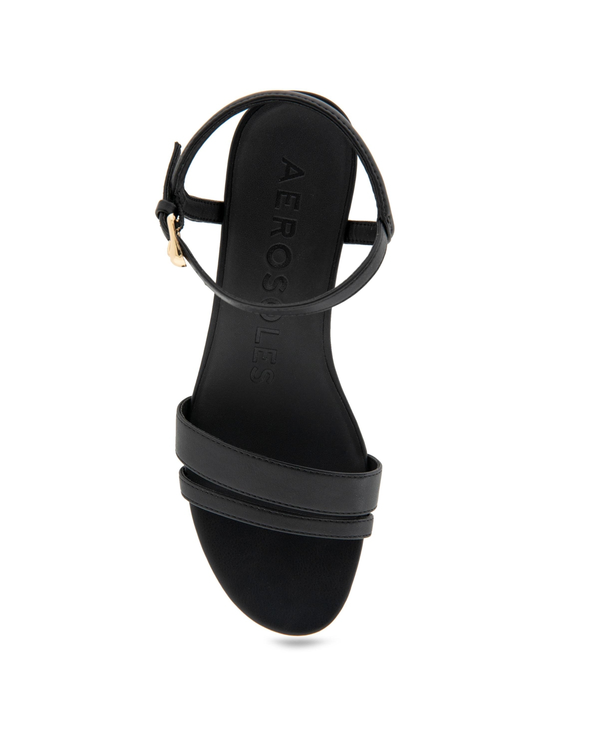 Shop Aerosoles Women's Witt Round Toe Wedge Sandals In Black Faux Leather,cork