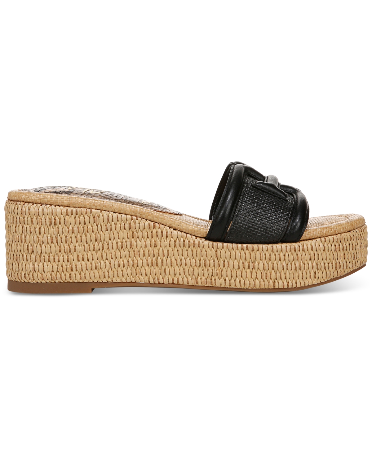 Sam Edelman Pauleena Platform Wedge Slide Sandal In Black Como Calf Leather