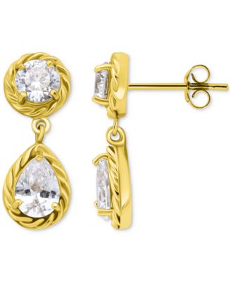 Cubic Zirconia Mixed Cut Rope Frame Drop Earrings, Exclusively at Macy's