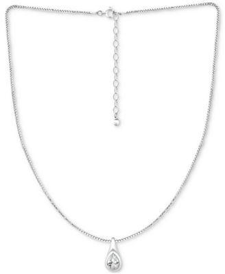 Cubic Zirconia Pear-Shaped Pendant Necklace in Sterling Silver, 16" + 2" extender, Exclusively at Macy's