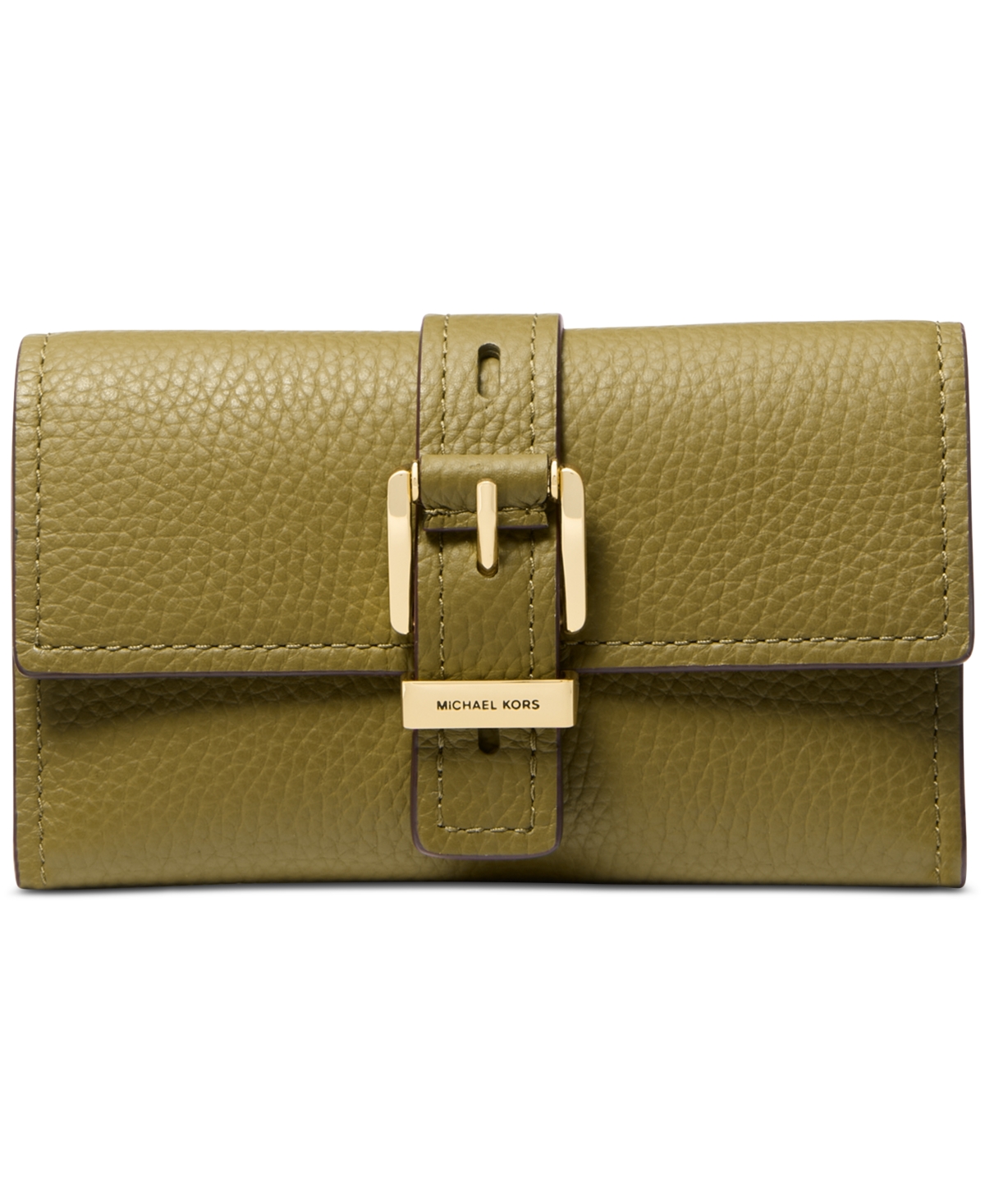 Michael Michael Kors Nolita Medium Flap Trifold Leather Wallet - Safari Green