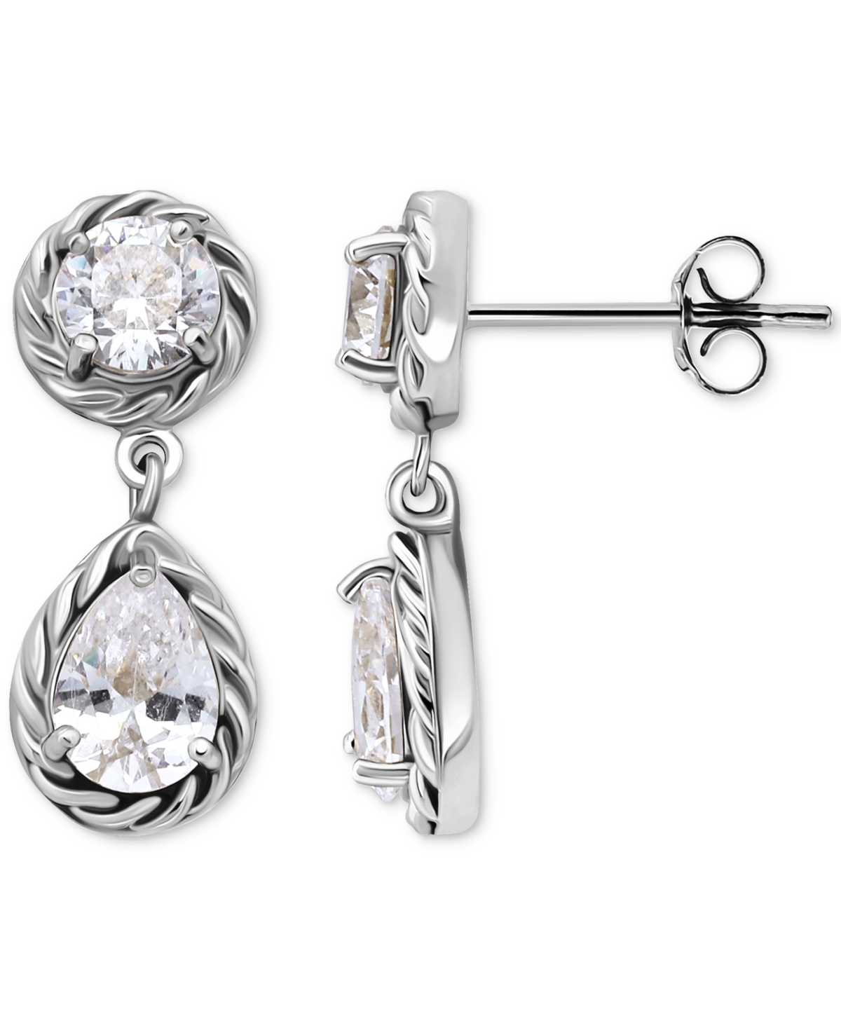 GIANI BERNINI CUBIC ZIRCONIA MIXED CUT ROPE FRAME DROP EARRINGS, EXCLUSIVELY AT MACY'S 