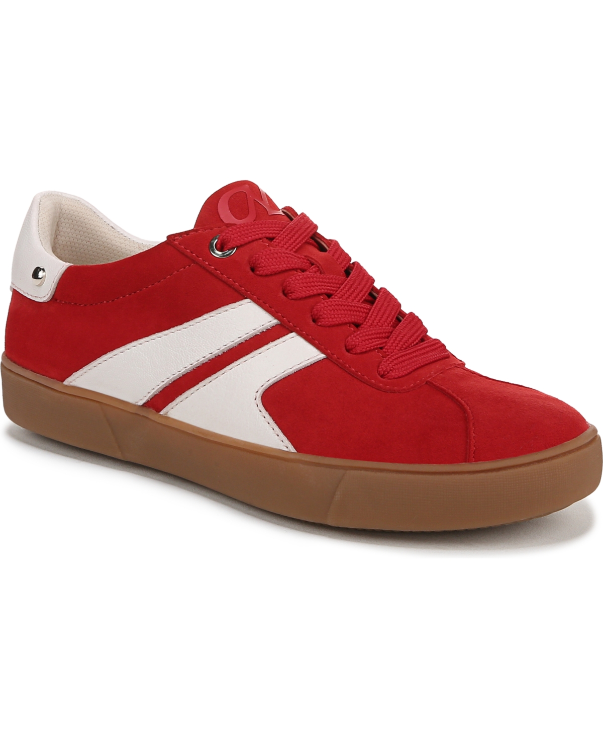 Naturalizer Women's Medina Round Toe Lace Up Sneakers - Crimson Red/White Suede/Leather