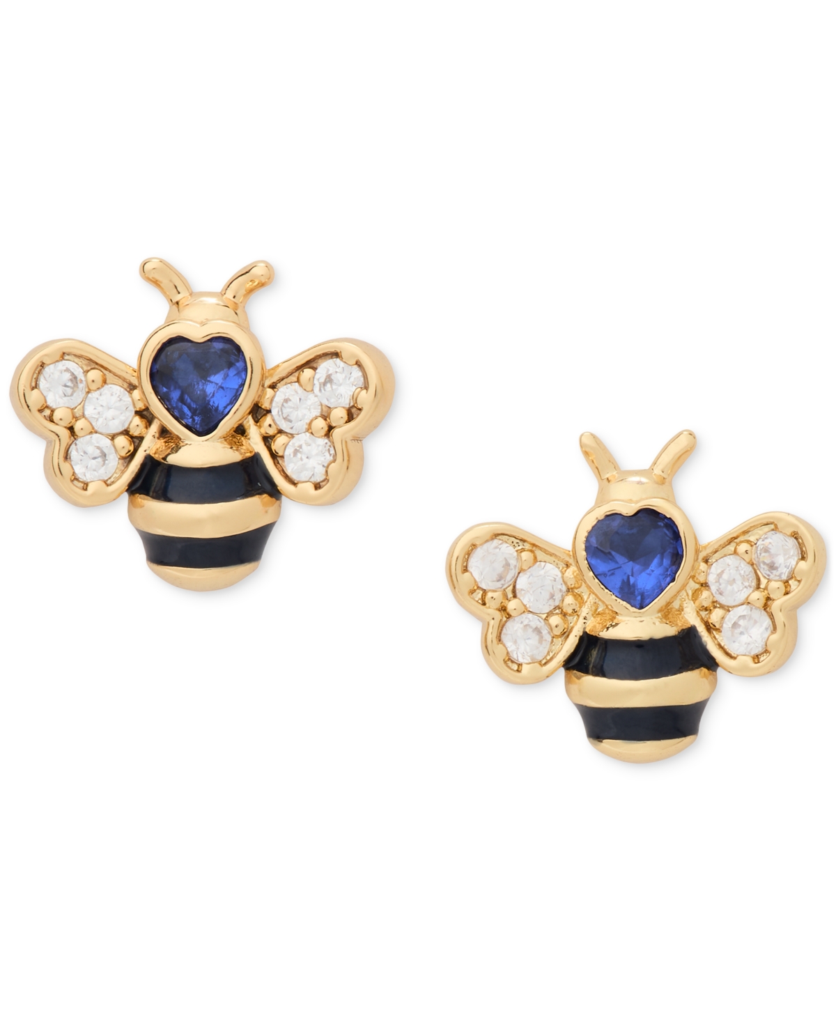 Shop Kate Spade Gold-tone Cubic Zirconia Bee Stud Earrings In Multi