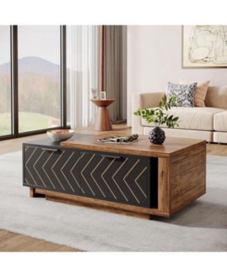 Extendable Coffee Table with 2 Storage Drawers, Dual-Tone Center Table with Sliding Tabletop