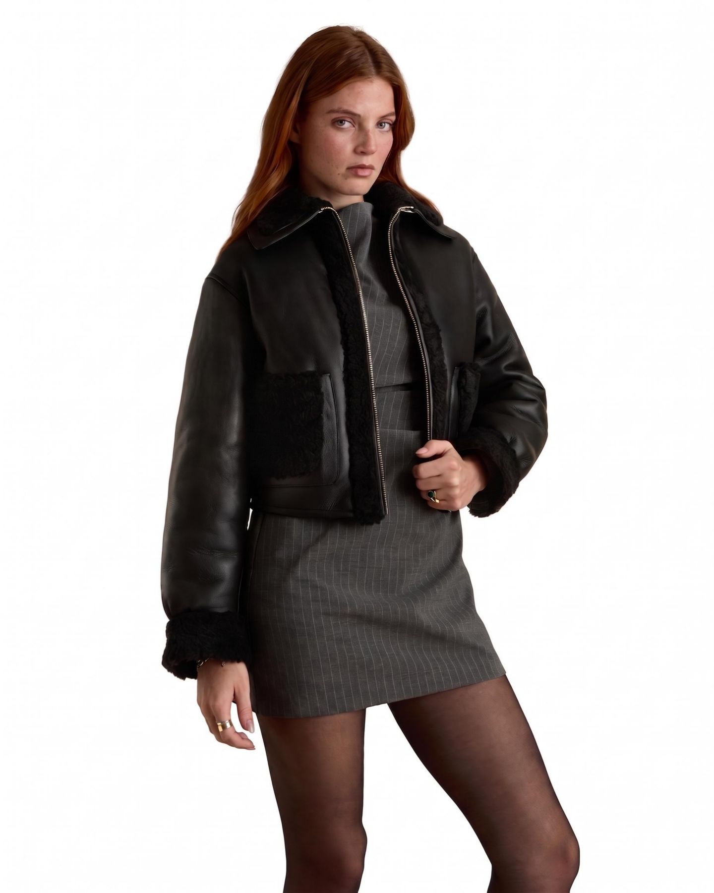 Женская куртка Furniq UK Julia Shearling, цвет: Чёрный — фото 1