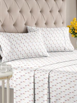 4 Piece Microfiber Floral Sheet Set - Queen