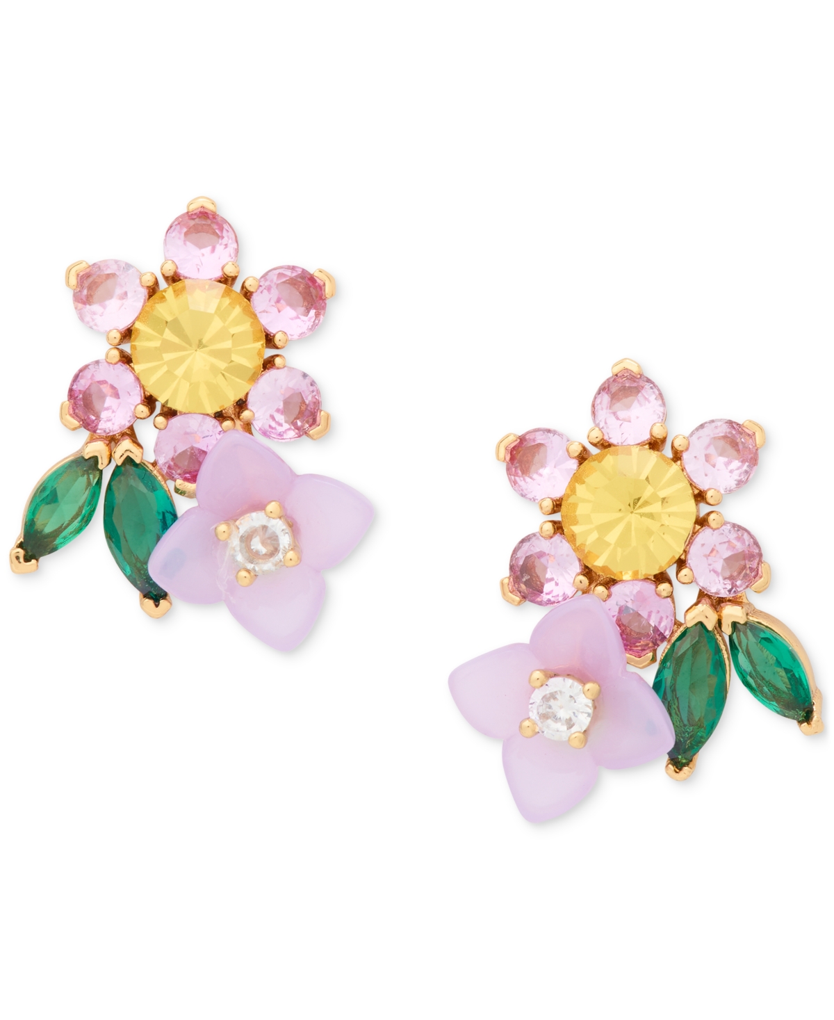 KATE SPADE GOLD-TONE MIXED STONE FLOWER CLUSTER STUD EARRINGS 