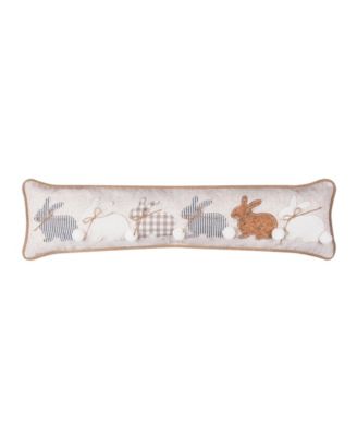 Spring Easter Bunnies Rabbits w/ Tufted Tails Long Decorative Accent Pillow, 9" x 36"