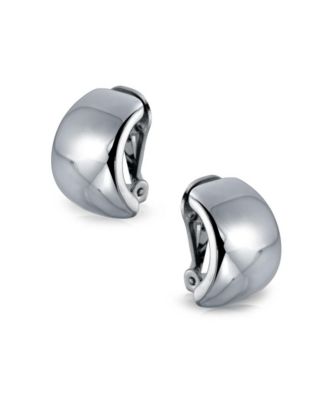 Geometric Plain Minimalist Shrimp Huggie Half Hoop Clip On Earrings For Non Pierced Ears Gold Plated Brass