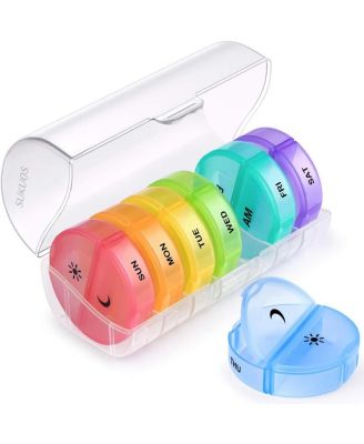 Sukuos Weekly Pill Organizer 7 Day 2 Times a Day - Clear