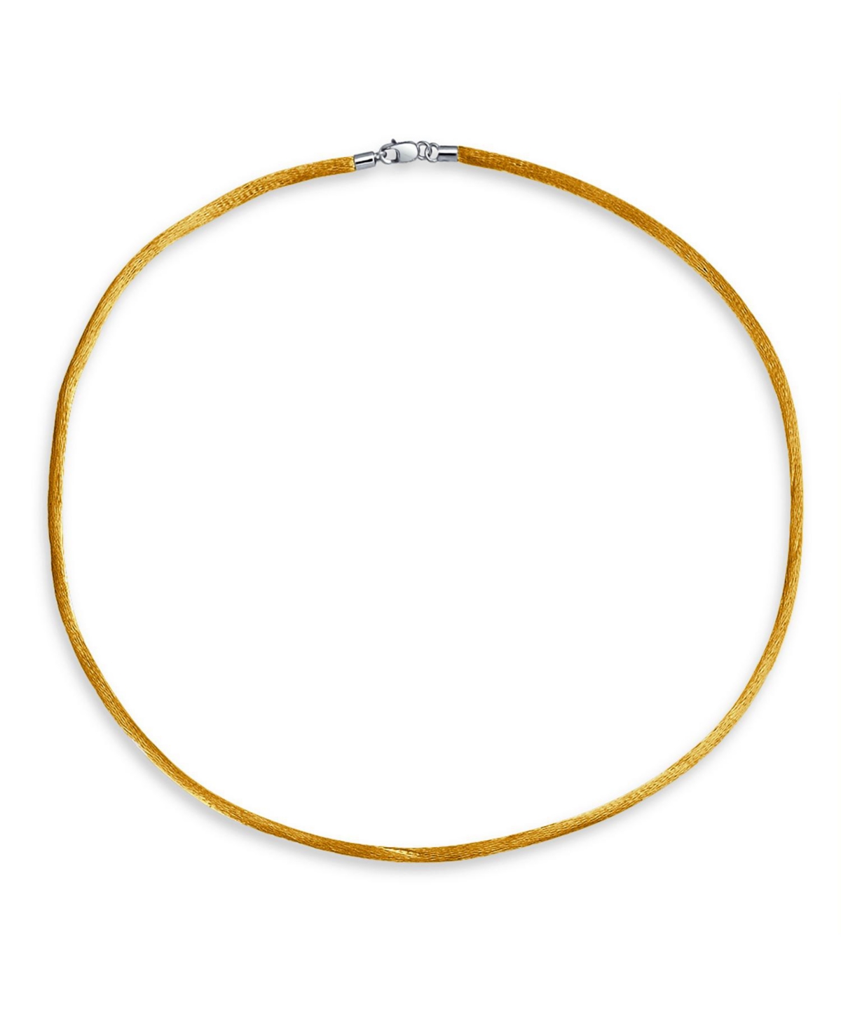 Bling Jewelry Gold Tone Satin Silk Cord Necklace with Sterling Silver Lobster Clasp