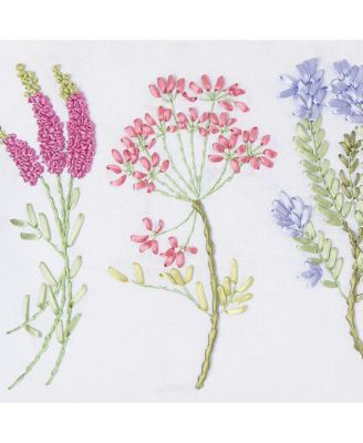 Botanical Blossom Floral Applique Lumbar Accent Pillow, 14" x 22"