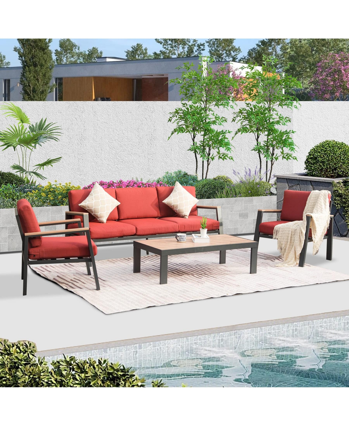Mondawe 4 Pieces Aluminum Outdoor Patio Furniture Set