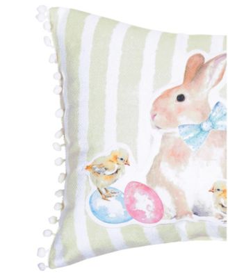 Spring "Happy Easter" Bunny Rabbit Eggs Duckling Chicks Accent Pillow, 13" x 18"