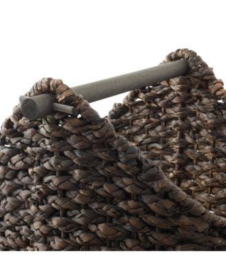 Toilet Paper Roll Holder Storage Basket with Wood Bar - Natural, Woven Water Hyacinth Wicker Bathroom Tissue Storage Organizer