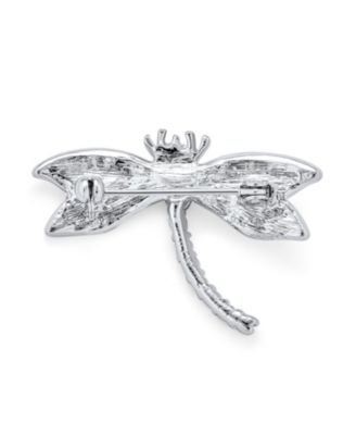 Dragonfly Firefly Brooch Pin Blue CZ Sapphire Insect Motif Rhodium Brass