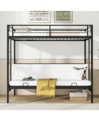 Sturdy Futon Bunk Bed with Two Ladders and Comfortable Seating