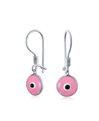 Spiritual Protection Nazar Blue Evil Eye Drop Earrings Sterling Silver Fish Hooks