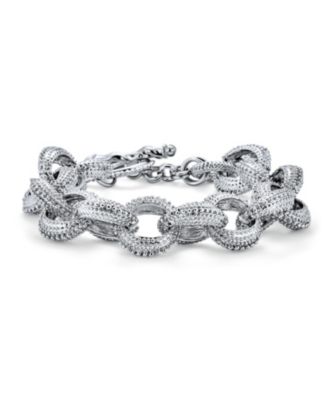Chunky Large Oval Chain Statement Bracelet Toggle Clasp Closure Gold Plated Matt Texture