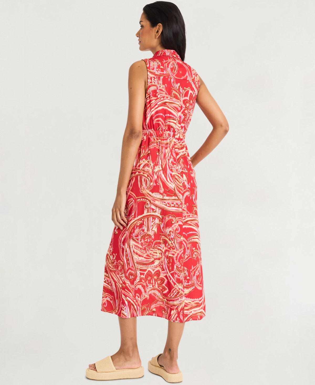 Shop The Good Journey Women's Printed Midi Dress In Red,pink