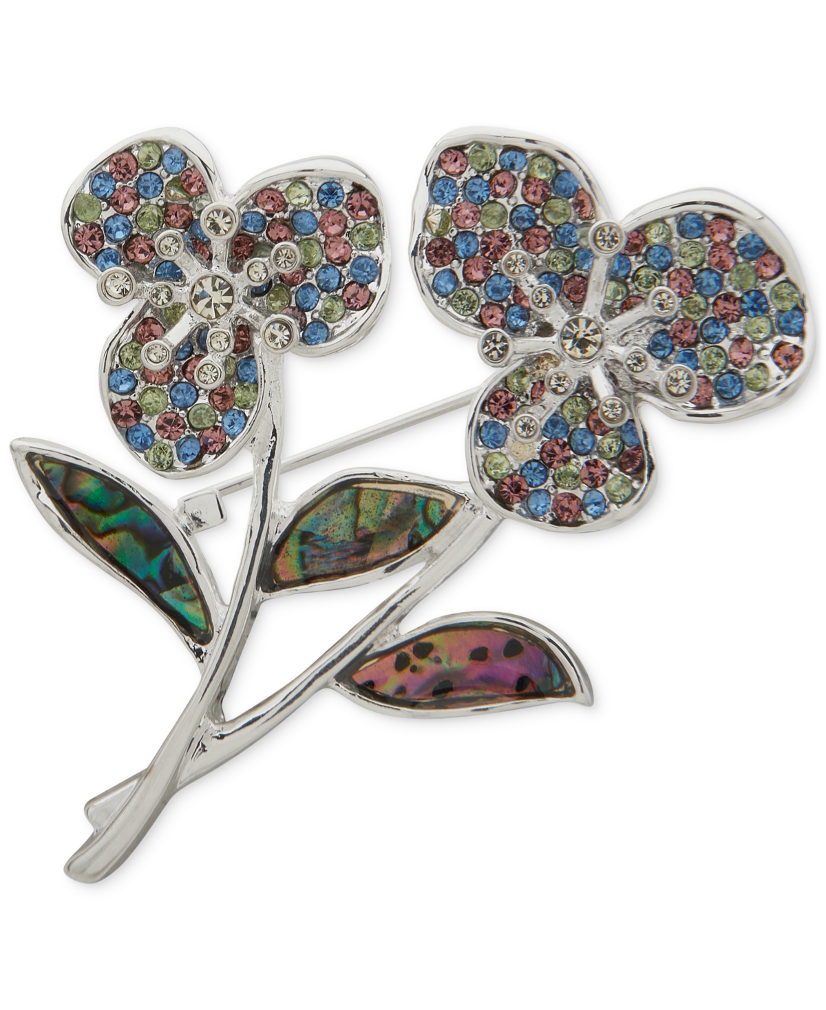 Two-Tone Multi-Stone Flower Pin - Multi