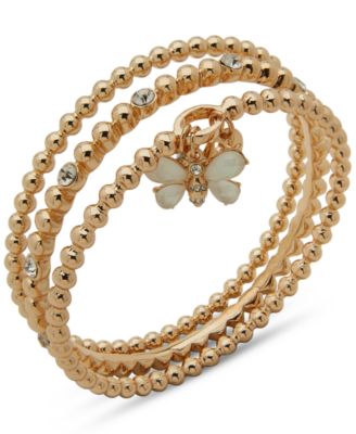 Anne Klein - 3-Pc. Crystal Bangle Bee Charm Bracelet