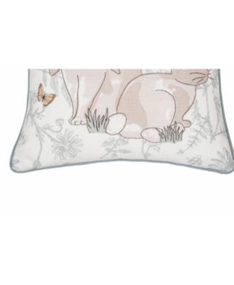 Spring Easter Garden Toile Bunny Rabbits Embroidered Accent Throw Pillow, 18" x 18"