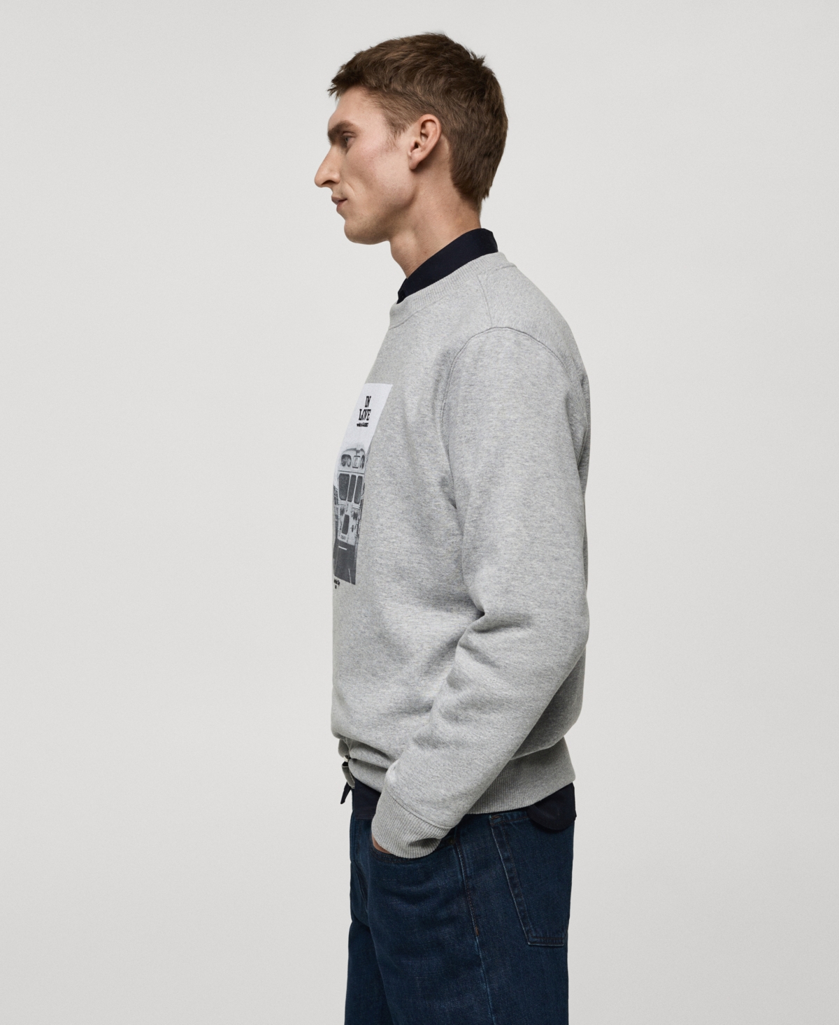 Mango Graphic Sweatshirt In Dark Heather Gray