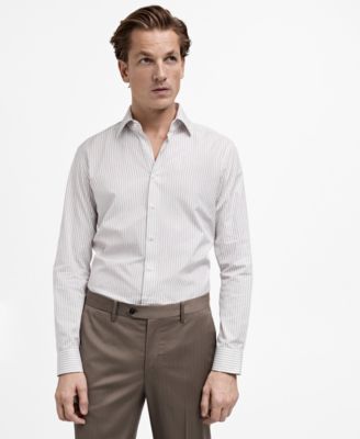 MANGO - Men's 100% Cotton Striped Shirt