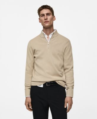 MANGO - Men's Zipper Collar Detail Knitted Sweater