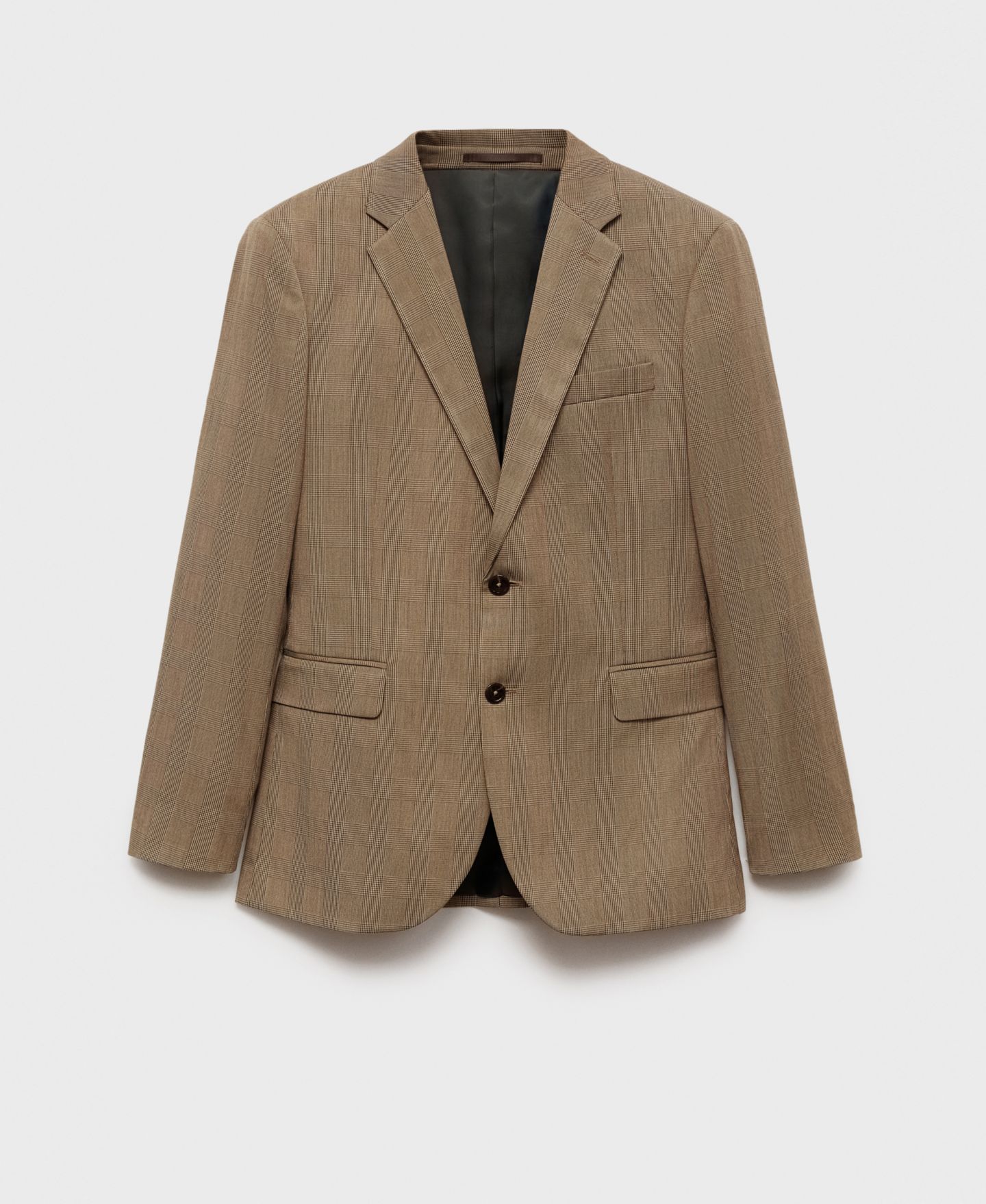 Мужской пиджак MANGO Prince Of Wales Slim-Fit Suit Blazer, цвет: Средний коричневый — фото 2