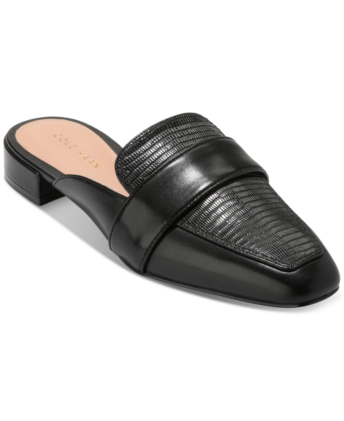 Cole Haan Pasha Embossed Mule In Black Lizard