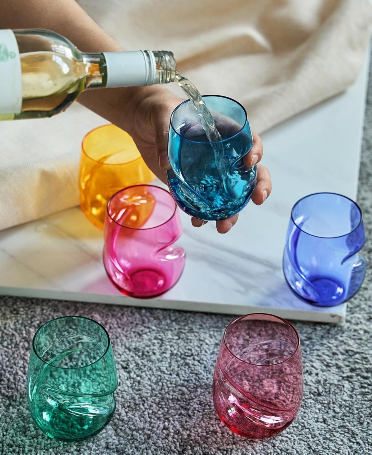 The Wine Savant Khen Tritan Unbreakable Aerating Stemless Wine Glasses, Set Of 6 In Multicolor