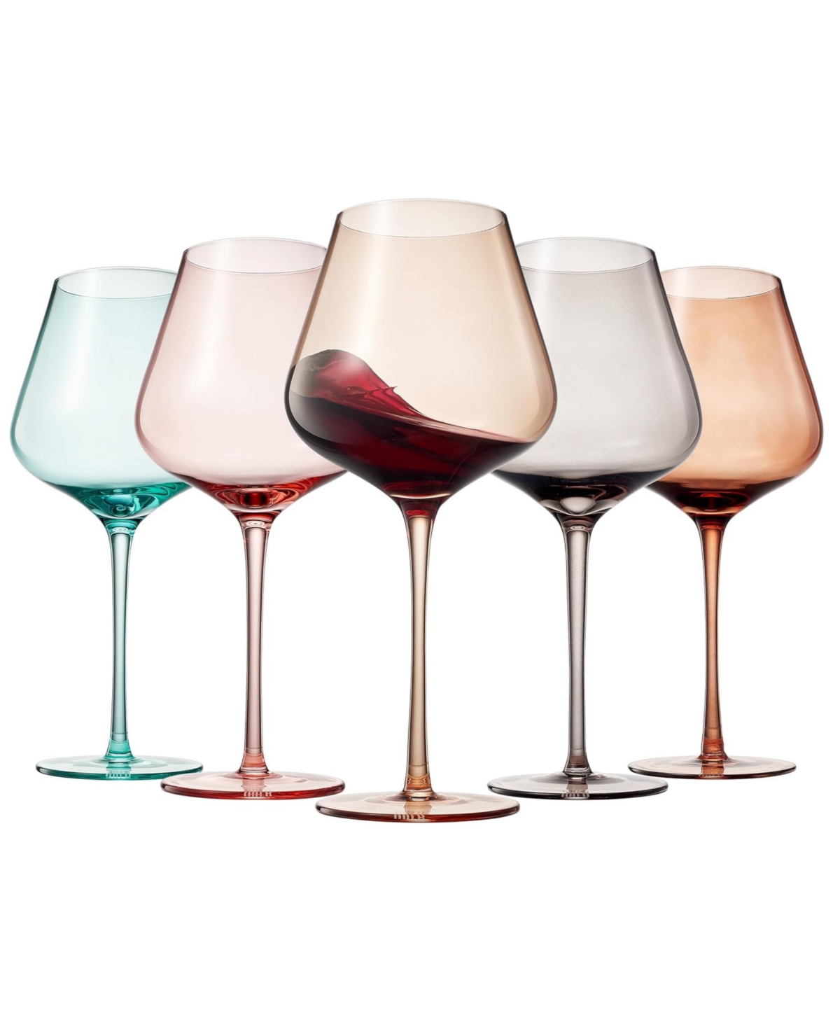 The Wine Savant Colors Of Dubai Wine Glasses, Set Of 5 In Multicolor