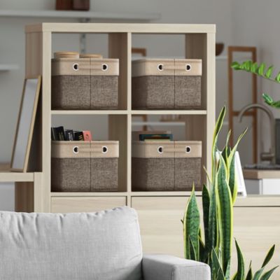 6 Pack 15 inch Collapsible Storage Bins with Handles - Perfect for Home Storage & Organization