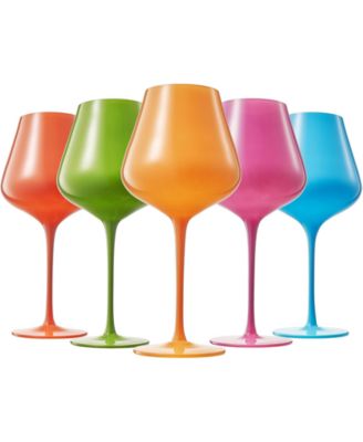 Colors of South Beach Miami Wine Glasses, Set of 5