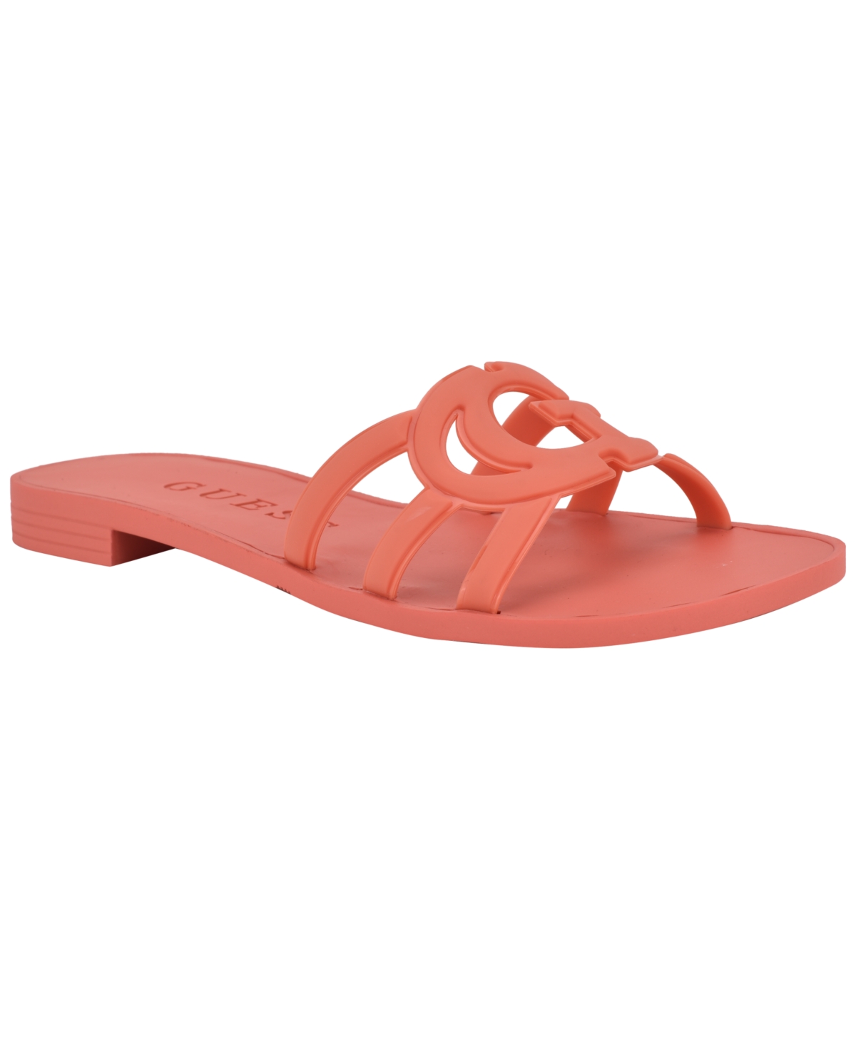 Guess Women's Elyho Logo Cutout Flat Jelly Sandals In Coral